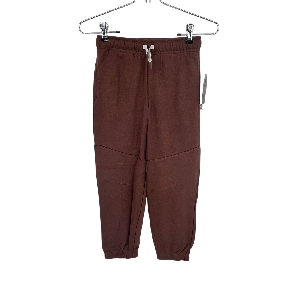 Brown Knit Joggers Kids 8 Reinforced Knee Sporty Activewear Cozy Loungewear
